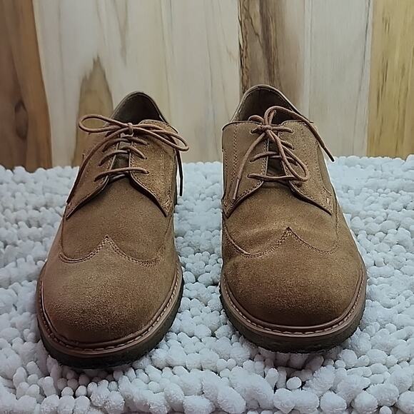 BLACK BROWN 1826 BOONE SUEDE OXFORDS WINGTIP MENS SIZE 8.5 NICE ELEGANT SHOES - Picture 2 of 16